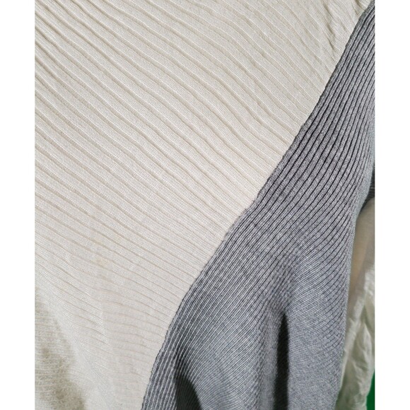 Vince Camuto Sweater Rib Knit Bias Color-Block Ivory/Gray Sweater 2x - Picture 4 of 6